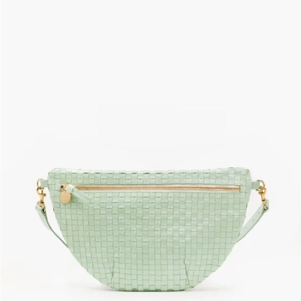 Clare V Grande Fanny Mint Green Woven Crossbody Bag